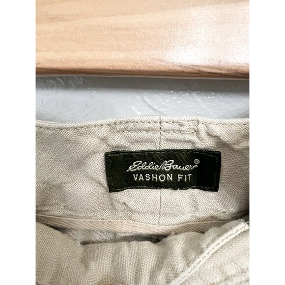 Eddie Bauer Cropped Linen Pants Womens 14 Vashon Fit Khaki Straight Leg Classic - Picture 5 of 5